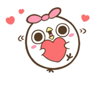 ❤ 귀여운, 닭, 하트, 사랑, 만화, 새 telegram sticker