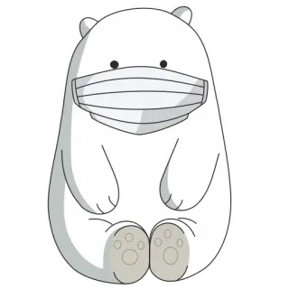 😷 oso, dibujos animados, máscara, oso blanco, animal telegram sticker