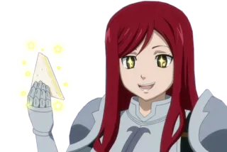 ✨ Erza Scarlet Fairy Tail Anime, Fairy Tail, Erza Scarlet, Queijo, Sorrindo telegram sticker