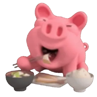 🍽 돼지, 먹는, 음식, 동물, 만화, 귀여운 whatsapp sticker