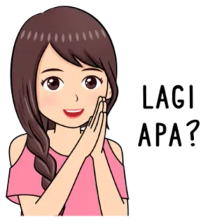 😃 mulher, desenho animado, menina, bonito, sorriso, alegre whatsapp sticker