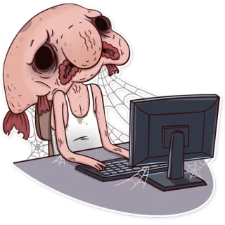 🖥 monstre, ordinateur, bureau, toile d'araignée, créature, dessin animé telegram sticker