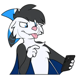 🤯 Furry, Anthro, Pipistrello, Lingua, Selfie, Cartone animato telegram sticker