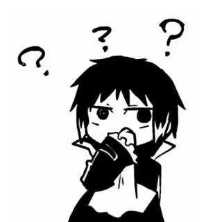 🖤 anime, manga, question marks, chibi, confused telegram sticker