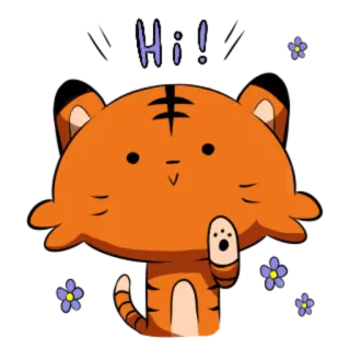 🐯 Hi! 호랑이, 귀여운, 동물, 만화, 인사, 안녕, 친근한 telegram sticker