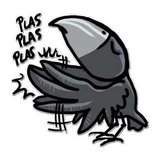 👏 Plas Plas Plas птица, ворон, тукан, наклейка telegram sticker