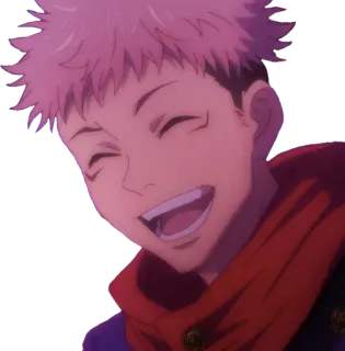😄 Yuji Itadori Jujutsu Kaisen Аниме, Jujutsu Kaisen, Юдзи Итадори, улыбается, персонаж telegram sticker