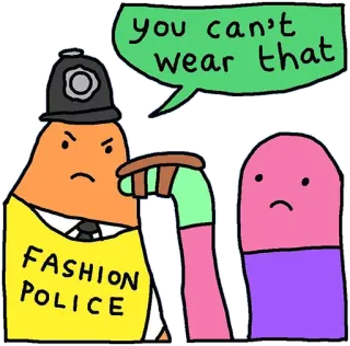👩 you can't wear that policía de la moda, policía, ropa, pegatina, gracioso, meme telegram sticker