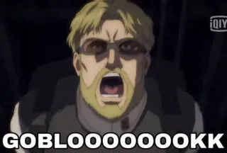 😡 Attack on Titan GOBLOOOOOOOOKK anime, attack on titan, goblo, character scream, angry, yelling whatsapp sticker