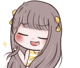 😏 การ์ตูน, ผู้หญิง, น่ารัก, โบว์สีเหลือง, มีความสุข, ภาพเคลื่อนไหว telegram sticker
