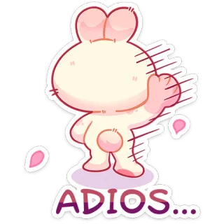 👋 ADIOS... さよなら, 別れ, 漫画, うさぎ, バニー, 手を振る telegram sticker