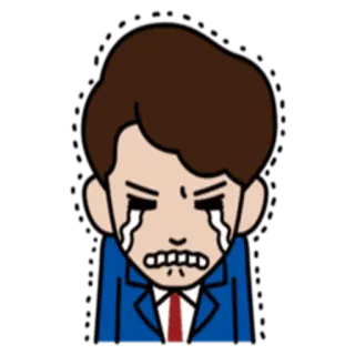 💙 crying, sad, emotion, man, cartoon, business, frustration whatsapp sticker