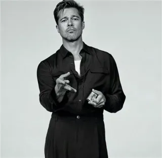 😿 Brad Pitt homme, acteur, célébrité, portrait, noir et blanc, personne, Hollywood, masculin telegram sticker