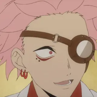 🧬 Anime, Karakter, Rambut pink, Kacamata Google, Mata merah, Karakter anime telegram sticker