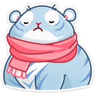 😒 แมว, ฤดูหนาว, เศร้า, ผ้าพันคอ, น่ารัก, สัตว์ telegram sticker