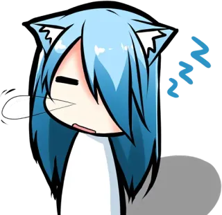 😺 Anime, Ragazza gatto, Dormire, Stanco, Chibi, Cartone animato, Carino whatsapp sticker