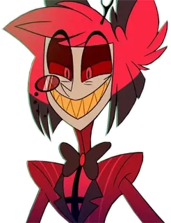 😁 Alastor Hazbin Hotel демон, красный, мультфильм, улыбающийся, Hazbin Hotel telegram sticker