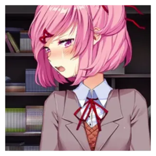 😖 Natsuki Doki Doki Literature Club! Anime, Manga, Kawaii, Süß, Schulmädchen, Doki Doki Literature Club, Natsuki telegram sticker