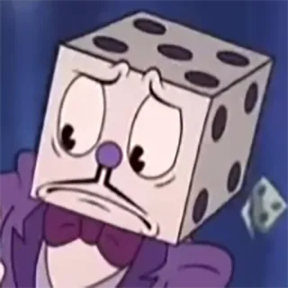😟 King Dice Cuphead Cuphead, King Dice, Würfel, Zeichentrickfigur, Animation telegram sticker