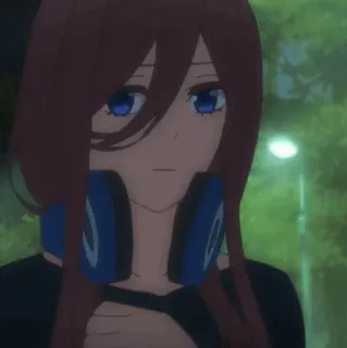 🐾 Miku Nakano The Quintessential Quintuplets Anime, Ragazza, Personaggio, Cuffie, Carino telegram sticker