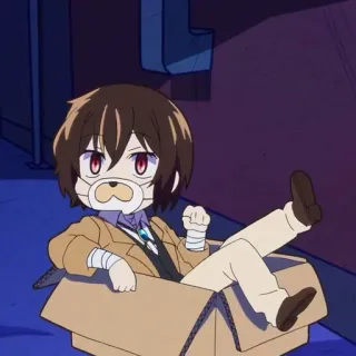 ☕️ Osamu Dazai Bungou Stray Dogs Аниме, Мультфильм, Персонаж, Дазай, Bungou Stray Dogs, Милый, Коробка telegram sticker