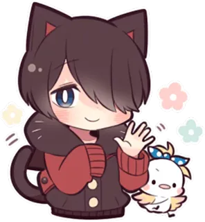 👋 Anime, Catboy, Kawaii, Carino, Chibi, Cartone animato whatsapp sticker