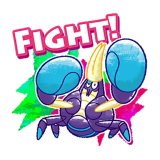 👊 FIGHT! Cartone animato, Lotta, Granchio, Personaggio, Adesivo telegram sticker