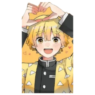 ⚡️ Zenitsu Agatsuma Demon Slayer เซ็นนิตสึ, ดาบพิฆาตอสูร, อนิเมะ, หัวใจ, น่ารัก, ยิ้ม telegram sticker