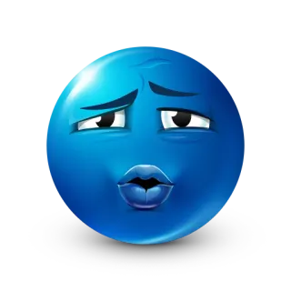 😗 Emoji, Azul, Cara, Beso, Meme, Expresión, Dibujo animado whatsapp sticker
