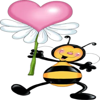 🐝 пчела, сердце, цветок, мультфильм, милый, насекомое telegram sticker