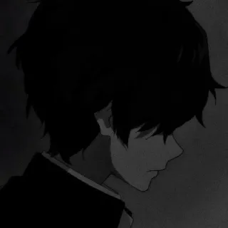 🖤 anime, black and white, boy, monochrome, portrait, cartoon whatsapp sticker