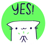 🤪 YES! gato, sim, fofo, adesivo, positivo, feliz, aprovação telegram sticker