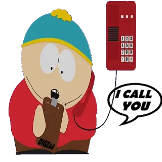 📲 Eric Cartman South Park I CALL YOU การ์ตูน, ขำขัน, ตลก, โทรศัพท์, ตัวละคร, South Park telegram sticker