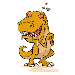 🥰 dinosaurier, t-rex, liebe, herzen, cartoon, tier whatsapp sticker