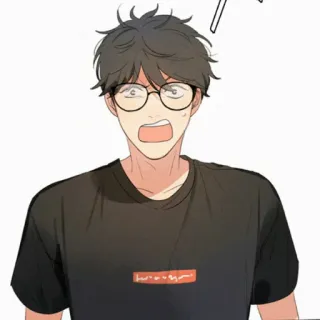 🦋 anime, cartoon, man, character, glasses, shocked telegram sticker