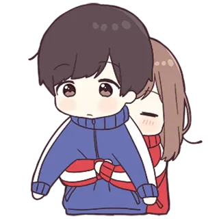 ❤️ anime, couple, hug, cartoon whatsapp sticker