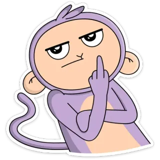 🖕 Affe, Cartoon, Unverschämt, Beleidigend, Stinkefinger, Geste telegram sticker