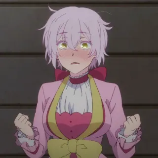 🩸 anime, character, pink dress, blushing whatsapp sticker