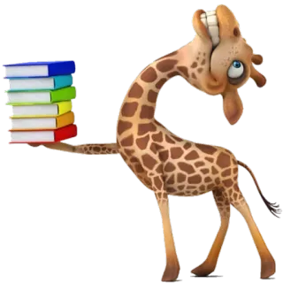 📚 Giraffe, Bücher, Tier, Cartoon, Bildung, Lesen telegram sticker