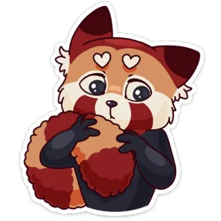 🙄 레서판다, 귀여운, 하트, 동물, 만화 telegram sticker