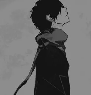 🥀 Anime, Chłopak, Smutny, Monochromatyczny, Melancholia telegram sticker