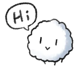 💭 Hi 雲, 可愛い, 挨拶, フレンドリー, シンプル, 漫画 telegram sticker
