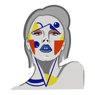 👑 Frau, Gesicht, Kunst, Geometrisch, Make-up, Porträt, Modern telegram sticker