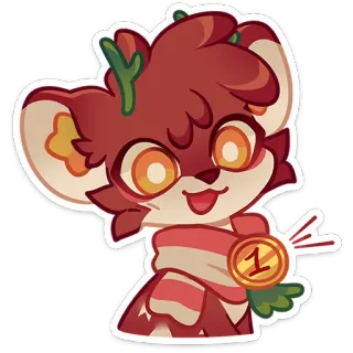 🥇 cartoon, dier, schattig, prijs, medaille, personage telegram sticker