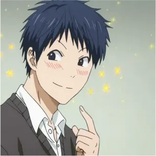 🌟 Anime, Sorriso, Rubor, Masculino, Personagem telegram sticker