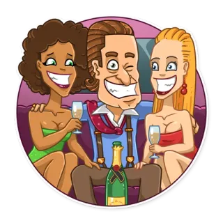 👯 desenho animado, festa, celebração, champanhe, mulheres, homem, bebendo telegram sticker