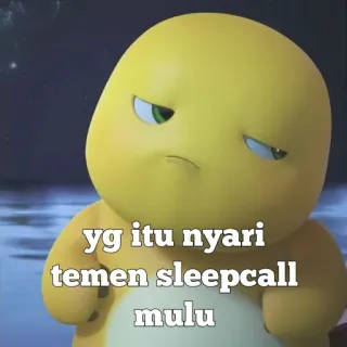 🤔 yg itu nyari temen sleepcall mulu cartoon, yellow, friend, sleepcall whatsapp sticker