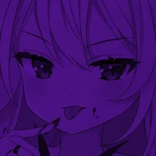 💓 动漫女孩, 吐舌头, 紫色, 长指甲, 卡通 telegram sticker