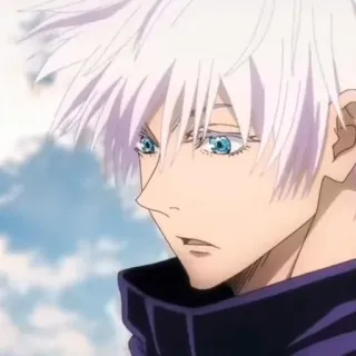 🛑 Gojo Satoru Jujutsu Kaisen Аниме, Манга, Годжо Сатору, Магическая битва, Белые волосы, Голубые глаза, Портрет персонажа whatsapp sticker