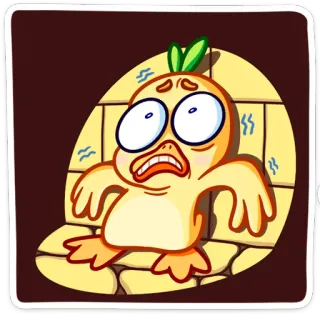 😬 cartoon, duck, character, scared, distressed, illustration whatsapp sticker